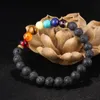 Seven Chakra Armband Strands Natural Stone 8mm Lava-Rock Yoga Pärlade armband 100st Lot2711