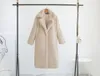 Kış Kadınlar Yüksek Kalite Faux Tavşan Kürk Lüks Uzun Kürk Gevşek Yaka Palto Kalın Sıcak Artı Boyutu Kadın Peluş Mont