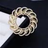 Simple Temperament Round Wreath Brooches Pins Gold-Plated Jewelry For Lady 2021 Fashion Wedding Corsage Suit Bouttoniere