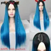 Long Straight Black Blue Pink Purple 99J Green Synthetic Wigs For Black White Women Party Heat Resistant Fiber Hairfactory direct