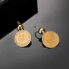 Vintage Gravavured Coin Drop Ohrringe für Frauen 10 Franc Coin Round Anhänger Ohrring Pendientes