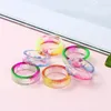 Mixed color personality girls Transparent Resin Ring Party Jewelry Cute Rings For Women Romantic Gifts