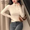 Turtleneck höst vinter stickad tröja koreansk stil långärmad tröja chic botten pullover slim passform hagk kon offic dam 11043 210527