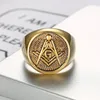 Rostfritt stål Mäns Solid Rings Fraternity Association Masons Ring Freemasonry Symbol Masonic Unika Masonic Presenter