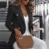 Élégant Noir Blazer Femmes Veste Manteaux À Manches Longues Bouton Blaser Veste Femme Bureau Professionnel Plus Cardigans 211019