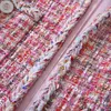 Giacche da donna Cappotti dolci allentati coreani da donna 2022 Autunno Inverno Donna Elegante cappotto in tessuto di tweed scozzese rosa