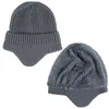 Berets vinter hattar för män stickade hatt kvinnor skullies manliga gorra unisex varma tjocka mjuka öronflikar päls fodrade bonnet mössa