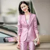 Temperament kvinnors kostym tvådelade högkvalitativa kontorsbyxor elegant affärer bär kvinnlig arbetskläder intervju outfit 210527