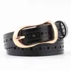 Black Belt Womens äkta läderbälten för kvinnor Kvinnliga lyxmärke Guld Pin Buckle Belt för jeans Punk Gothic Femme Riem G220301