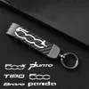Nyckelringar Bil Keychain Keyring Alloy Läder Nyckelring för Fiat 500L 500 500X Panda Tipo Punto Bravo