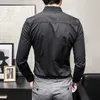 Chemise décontractée hommes robe d'affaires formelle chemises mode imprimé à manches longues Slim Fit bureau Social Blouse Chemise Homme 210527