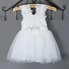 Летние дети девочек платье без рукавов ремешок кружева сетка цветок платье девушка формальное вечернее бальное платье платье для платья ребенка 6 цветов 210713