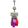 YYJFF D0675 OWL BELLY NAVEL RING CLEAR COLOR