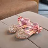 Arrivée Enfants Filles Chaussures Princesse Paillettes Perle Bow Chaussures Étudiant Scène Brillant Chaussures De Danse Pour Filles Enfants Zapatos nia 210713