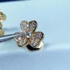 S925 SILVER STUD EARRING FIRD FLOWER AND DAIMOND IN 18K ROSE GOLD MIPATEDとPLATINUM for Women Wedding Jewelry Gift 313f