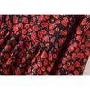women vintage pleats red flower print mini dress female long sleeve casual vestidos chic sweet ruffles chic dresses DS3045 210303