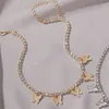 Mode Schmetterling Anhänger Halskette Ästhetische Weibliche Strass Zubehör Glänzende Kristall Halsband Kette für Frau Schmuck Geschenk G1206