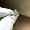 Real 925 sterling silver Created Moissanite drop Rings for Women Eternal engagement Pear shaped cut Diamond ring finger jewelry207Z