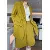 Black Suits Two Pieces Women Spring Summer Casual Korean Style Half Pants and Long Sleeve Blazer Jacket Sets 210608