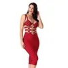 Sommar och kvinnors bandage Sexig Spaghetti Metal Buckle Hollow Tight Body Celebrity Party Dress Vestidos 210527
