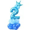 Zestaw Numer Balony Folia Digital Z Korona Balon Ślub Happy Birthday Party Decoration Kids Boy Girl Baby Shower Ballon