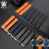 Assista Bandas Curva End Silicone Watchband para OMG Speedmaster Homens Esporte Pulseira À Prova D 'Água 20mm 22mm Com Fivela Dobrável Borracha S251W