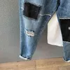 Bruten tiktok hål splicing tidvatten nio poäng haren koreanska mode jeans jean skaka hand snabbt kwai netto röd samma stycke