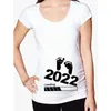 Baby Loading 2022 Printed Pregnant T Shirt Tops Maternity Short Sleeve T-shirt Pregnancy Tees Shirt New Mom Clothing 20220305 H1