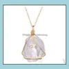 Necklaces & Pendants Jewelry Irregar Natural Stone Blue Purple Turquoise Crystal Agate Slice Pendant Gold Plated Chain Necklace Jewelry Drop