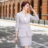 Temperament Women's Suit Pants Two-piece Professional Wear Autumn and Winter Plaid Ladies Jacket Casual Skirt High Quality 210527