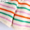 Zevity Women Fashion Färgglada Striped Knitting Sommar Shorts Femme Chic Lace Up Waist Casual Pantalone Cortos P1112 210719