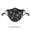 Tasarımcı Yüz Maskesi Seksi Mektubat Matkap Pamuk Maskeleri Toz Geçirmez PM2.5 Filtre Yıkanabilir Yüzü Rhinestone Tipi