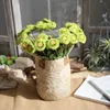 Idyllischer künstlicher runder Chrysanthemen-Blumenzweig für Bauernhaus-Heimdekoration, Hochzeit, Straße, Blumenarrangement, Kunsthandwerk