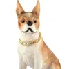 Coleira de cachorro com fivela de diamante, colar de aço inoxidável dourado para animais de estimação 10mm 14mm colar dourado de cristal jk56