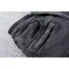 Mode streetwear män jeans svart färg skarvad designer högkvalitativ hip hop denim last byxor stor storlek 2942 cyklist jeans män t200614