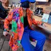 女性のためのイギリスのカラーブレザーの印刷のための長袖カジュアルストリートウェアブレザー女性ファッション服春210531
