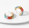 Rainbow Rhinestone Hoop Earring for Women Girls Colorful Crystal Huggie Earrings Fashion Jewelry Dazzling Circle Ear rings 12 colors Epacket
