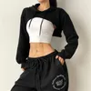 Yoga outfit Women Fitness Crop Top Cotton Sports Shirts Långärmare Hoodie Sweatshirt Gym Workout T-Shirtsfashion