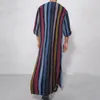 남자 조끼 2021 망 아랍어 이슬람 드레스 긴 Abaya Kaftan 이슬람 패션 스트라이프 패치 워크 셔츠 민족 의류 드레스