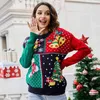 Pull de Noël laid patchwork cloches chaussettes d'arbre imprimé pulls tricotés col rond noël femme mignon dessin animé pull 2022 Y1118