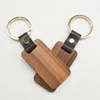 Personlig läder Keychain Pendant Beech Wood Carving Keychains Bagage Decoration Key Ring DIY Thanksgiving Father039S Day 5607577