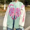 Spring Fashion Heart Printing Baseball Jacket Par Kläder Jacka Kvinnor Coat Kvinnor Koreanska Toppar Kvinnor Oversierad Jacka 211109