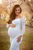 Maternity Dresses 2021 Boho Style Lace Dress för PoGraphy Outfit Maxi Gown Graviditet Kvinnor Lång