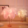 Nowość Feather Night Light DIY Miedź Bajka String Stół Lampa Lampa Bateria USB z pilotem do domu salon sypialnia party wystrój