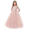 Girls Dresses Teenage Girl Princess Lace Solid Dress Kids Flower Embroidery For Children Prom Party Wear Red Ball Gown 221107