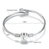 Fashion Heart Charm Bangle with Initial Alphabet Letter Engrave High Quality Women Jewelry Cuff Bangles Wholesale for Party Gift Q0719