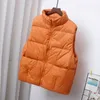 Kroppsvärmare Kvinnors Down Vest Jacka Loose White Duck Down Tjock Waistcoat Vest Zipper Ärmlös kappa för kvinnor 210910