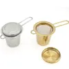 NewStainless Steel Gold Tea Silder Folding Foldbar Tea Infuser Korg för Tekanna Cup Teaware Partihandel EWD2708