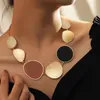 Chokers Vintage Exaggerated Round Pendant Choker Necklaces For Women Boho Gold Chain Big Wafer Dangle Statement Necklace Fashion J9644659