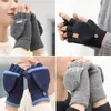 Couleurs Hiver Gants Chauds Hommes Femmes Mignon Demi-Doigt Retourner Flip Top Mitten Gants Hiver Étudiant écriture gants en laine tricotés GGE2180